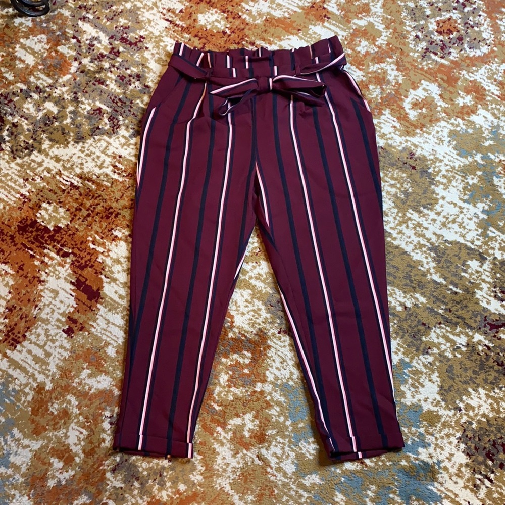 Maroon Striped Pants